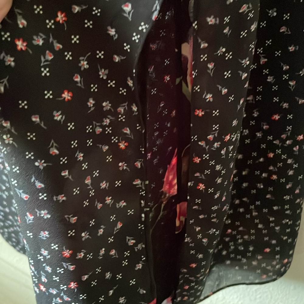 Vintage black floral reversible sleeveless maxi chiffon dress - Picture 4 of 8